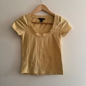 Yellow Ribbed Short Sleeve Top